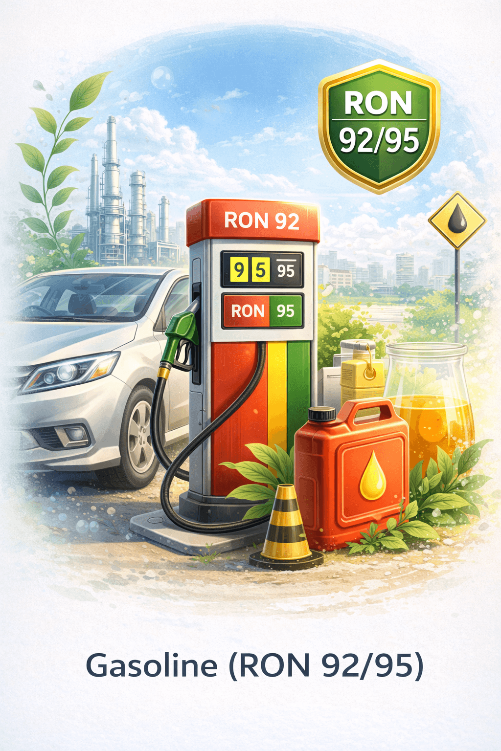 Essence RON 92 et RON 95 destinée à la distribution